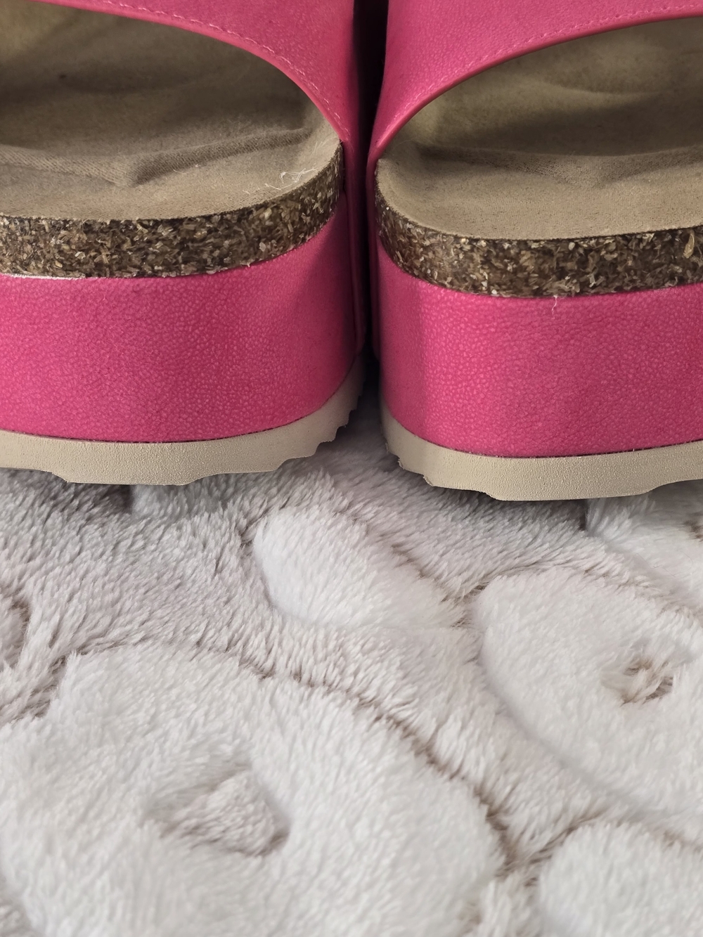 New Altar'd State Pink Double Buckle Cork Slide Sandals Size 8 Platform Chunky - Picture 9 of 13